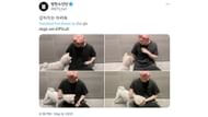BTS' Kim Nam-joon revealed his pink hair with Moni by his side in 2021. (Image via Twitter/ @BTS_twt)